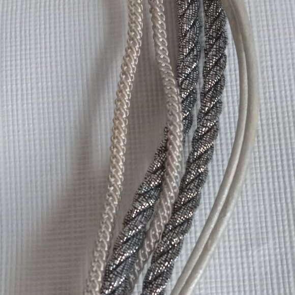Chico's Gray & Silver Tone Multi Strand Rope Teardrop Pendant Statement Necklace - Picture 6 of 9
